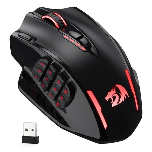 Redragon Mouse para jogos M913 Impact Elite mouse RGB com fio/sem fio 16000 DPI com 16 botões programáveis bateria de