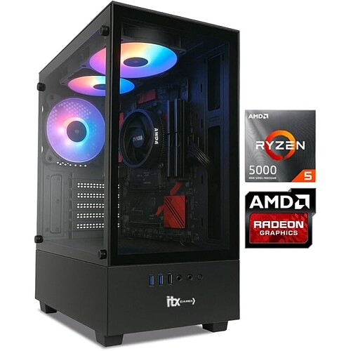 PC Gamer ITX Arena Ryzen 5 5600G Radeon Graphics Vega 7 16GB Ram SSD 480GB Gabinete RGB