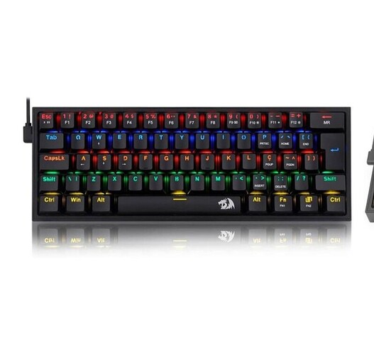 Teclado Gamer Redragon Fizz Rainbow Mecânico Switch Blue Preto ABNT2- K617-R-B