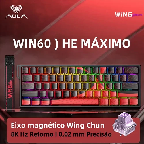 AULA WIN60 WIN68 HE Esports Teclado com interruptor magnético Gatilho rápido 8K Retorno RGB Hotswap 60%