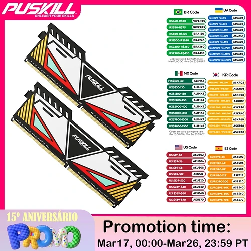 2 Unidades De PUSKILL DDR4 DDR3 Memoria Ram 32GB 16GB 8GB 1.2V 3200MHz 2666MHz 1600MHz 1.5V Desktop Cooling Vest Memóri
