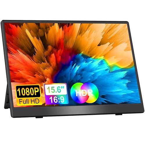 Monitor portátil FHD de 15,6 polegadas tela IPS 1920x1080P HDR luz azul baixa Monitor Ultra Fino para Laptop com Suporte
