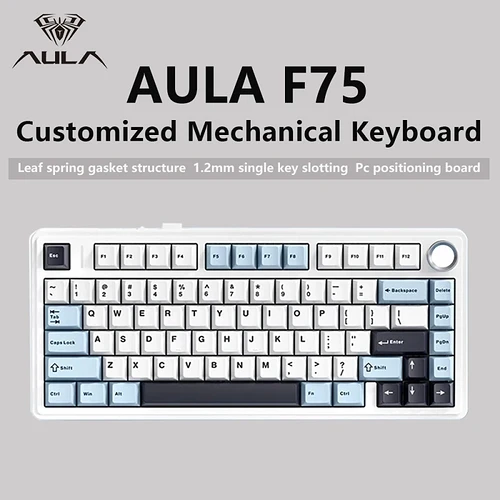 AULA-F75 Teclado mecânico sem fio Gaming Bluetooth Com fio RGB personalizado 75% Layout Profile Estrutura Junta 2