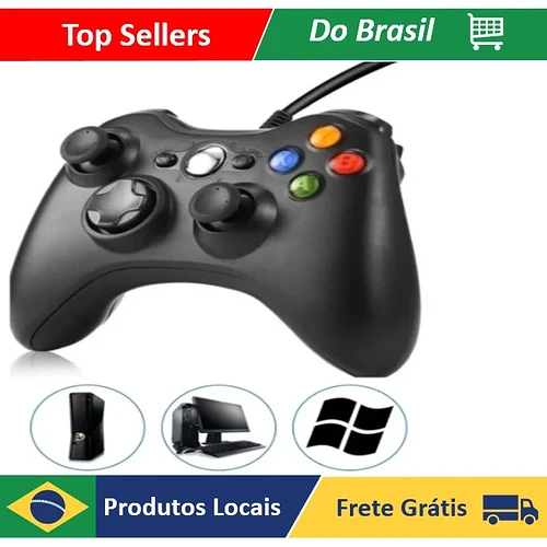 Controle De Xbox 360 Com Fio Para Videogame e PC/ Gord E Pc Joystick