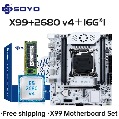 Conjunto de Placa-Mãe para Jogos Soyo X99 C612chip com Intel Xeon E5 2680 V4 Cpu Ddr4 16g 2133mhz Ram Componentes de CO