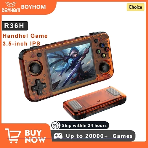 Boyhom novo console de jogos portátil r36h tela ips de 3.5 polegadas linux rk3326 reprodutor de videogame retrô 30