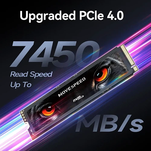 Ssd Nvme Movespeed 7450 mb/s m.2 2280 1tb disco rígido de estado sólido interno m2 pcie 4.0x4 2280