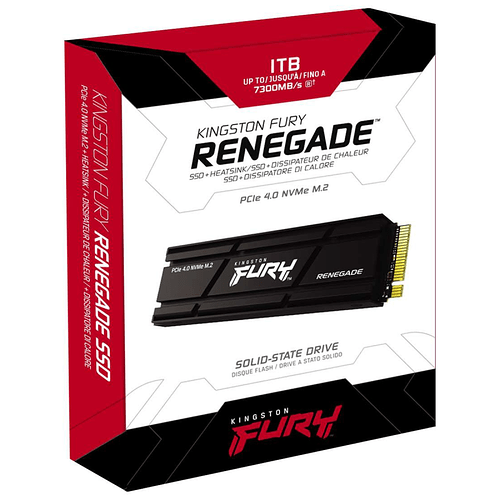SSD Kingston Fury Renegade 1TB M.2 NVMe 2280 Leitura 7300MBs e Gravação 6000MBs Com Dissipador SFYRSK/1000G