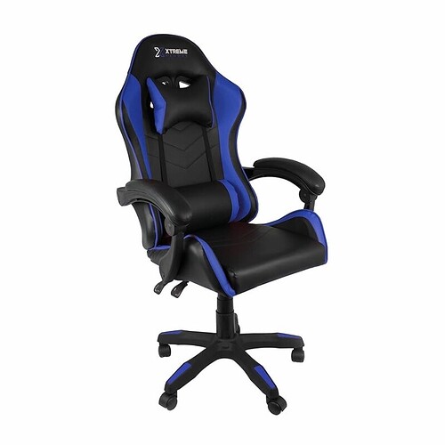 Cadeira Xtreme Gamers Cinesis Giratória Reclinável Altura Ajustável Preta e Azul