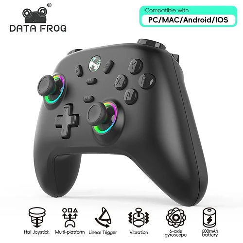 Gamepad sem fio DATA FROG S13 com joystick de efeito Hall compatível com PC/MAC/iOS