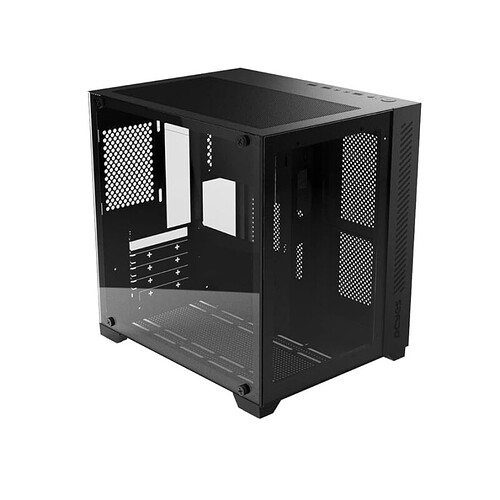 GABINETE GAMER FORCEFIELD BLACK VULCAN - FRONTAL E LATERAL EM VIDRO - PCYES - GFFBVP PCYES
