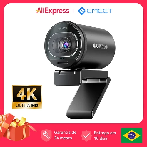 Webcam 4K EMEET S600 60FPS Autofoco com Microfone