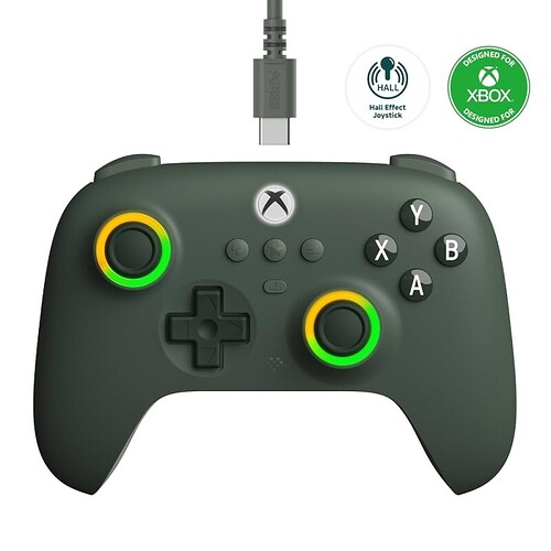 8Bitdo Ultimate C Wired Controller for Xbox with Hall Effect Joysticks and Triggers RGB Lighting Fire Ring Compatible wi