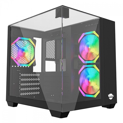Gabinete Gamer Ninja Clear Cube Mid Tower Vidro Temperado M-ATX Black Sem Fonte Com 3 Fans ARGB GN-CS-CLMAB3F