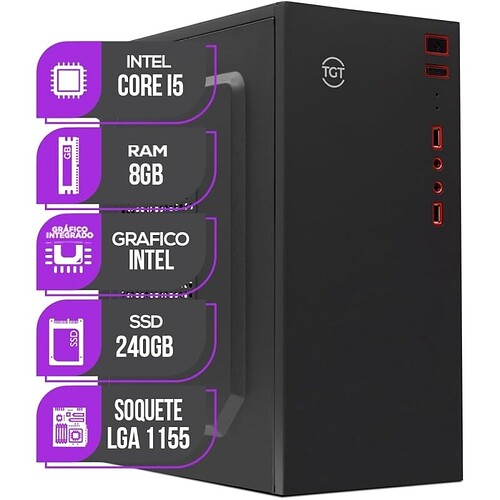 PC CPU Home Office Mancer Intel Core I5 8GB de Memória Ram SSD 240GB + Adaptador WI-FI
