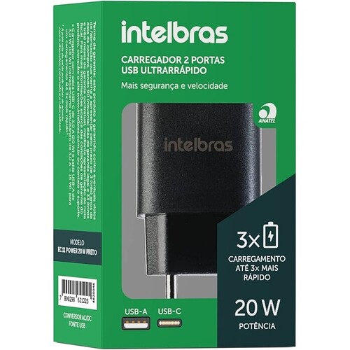 Fonte Carregador USB EC 11 Power 20W Preto Intelbras