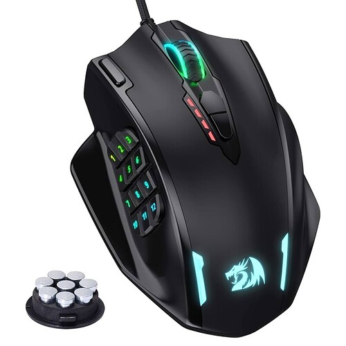 Redragon Mouse M908 Impact RGB LED MMO com botões laterais Mouse para jogos com fio óptico com 12.400DPI alta precisã