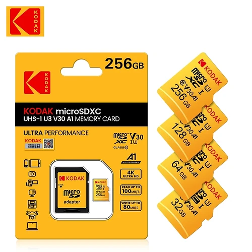 Cartão de Memória SD Card Kodak U3 A1 V30 - Suporta gravar em 4K 128GB