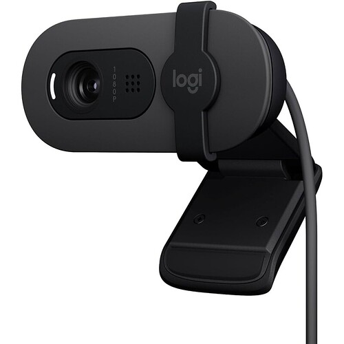 Webcam Full HD Logitech Brio 100 com Microfone Integrado Proteção de Privacidade Correção Automática de Luz e Conex