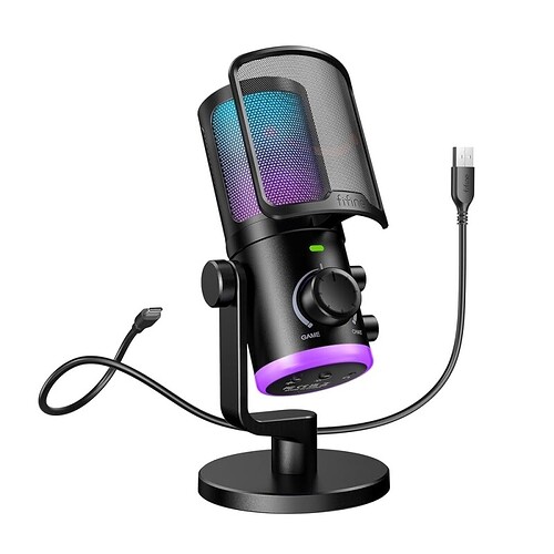 FIFINE Microfone de jogo PC mic de streaming USB para podcast chat de jogo microfone de computador de mesa condensador c