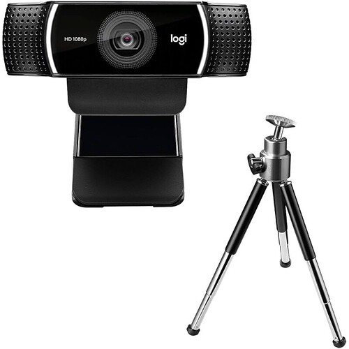 Webcam Full HD Logitech C922 Pro Stream com Microfone Embutido para Chamadas e Gravações em Video 1080p e Tripé Inclu