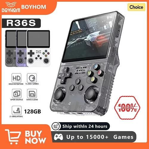 128gb r36s retro handheld console de videogame sistema linux 3.5 Polegada tela ips portátil bolso player vídeo 64gb jo
