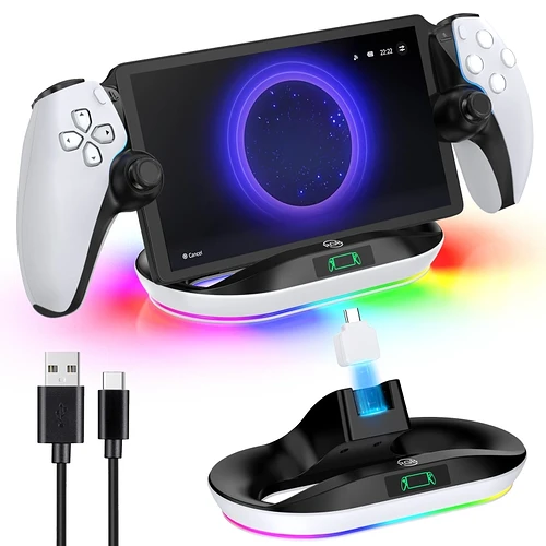Estação doca de carregamento para playstation portal carregador suporte para ps portal com 9 luzes supor