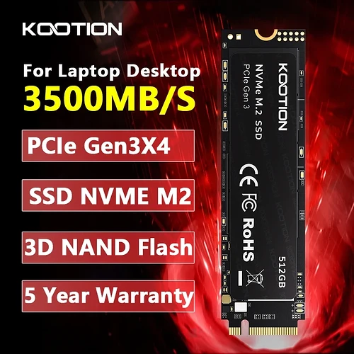 SSD NVMe Kootion X15 512GB Capacidade: 512GB Velocidade de Leitura: Até 3500MB/s Interface: M.2 PCIe 3.0 x4