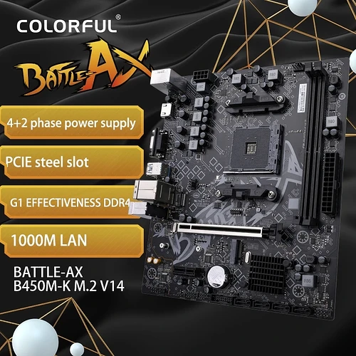 Placa mãeColorfull BATTLE-AX B450M-K 14 MATX AM4