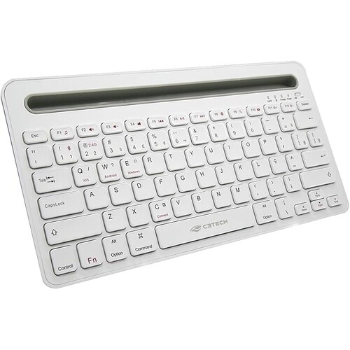 Teclado C3Tech sem fio Bluetooth Multi Device K-BT100WH Branco varios dispositivos Teclas baixas chocolate Bateria recar