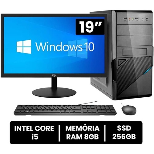 Computador Completo Intel I5 8gb Ram Ssd 256 Monitor 19 - Uso doméstico e escritório
