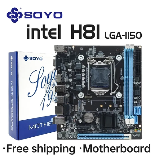 Soyo-H81 Placa-mãe Gaming DDR3 LGA 1150 RAM 16GB Suporte I3 I5 I7 Nvme NGFF Slot M.2 VGA Compatível com HDM