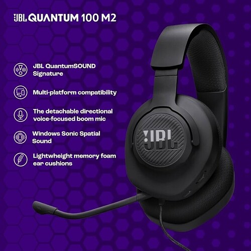 JBL Fone de Ouvido Com Fio JBLQTUM100M2BLK