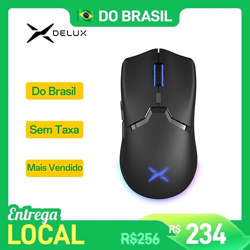 Delux M800 RGB Mouse para jogos sem fio Bluetooth PAW3395 26000DPI