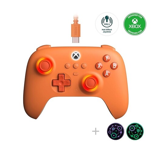 8Bitdo Ultimate C Hall Effect Joysticks/Hall Trigger Wired Controller with RGB Lighting Fire Ring 3.5mm Audio Jack for X