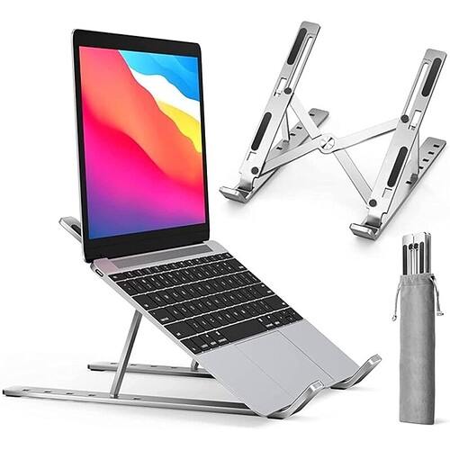 Suporte De Notebook De Alumínio Ajustável Para Notebook De 6 Ângulos Ajustável De Alumínio Dobrável E Ergonômico