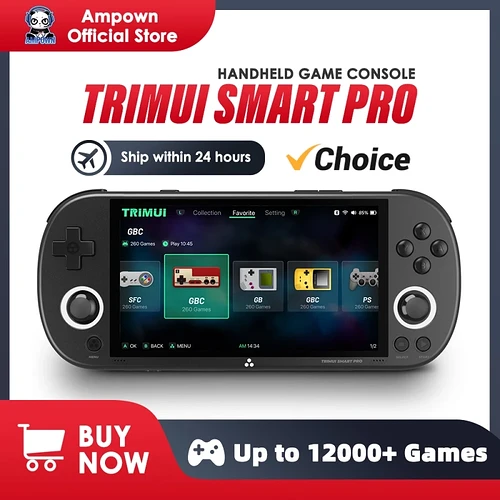 Trimui-Smart Pro Handheld Game Console 4.96 "Tela IPS Sistema Linux Joystick Il