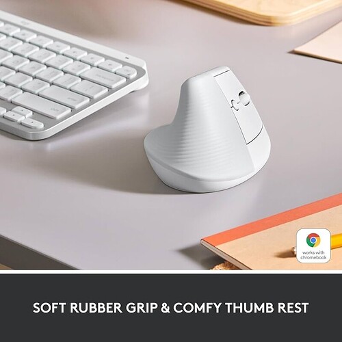 Mouse Sem Fio Logitech Lift Vertical com Design Ergonômico para Redução de Tensão Muscular Cliques Silenciosos Conex