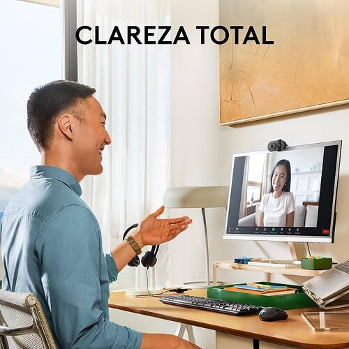 Webcam Full HD Logitech Brio 100 com Microfone Integrado Proteção de Privacidade Correção Automática de Luz e Conex
