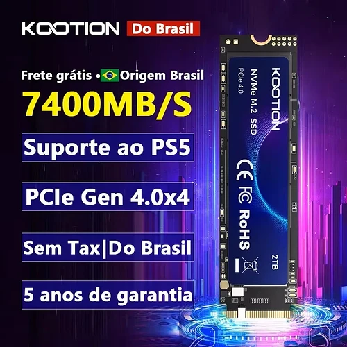 SSD M.2 NVMe 2TB 7000MB/s Para PS5 e PC KOOTION X16Plus