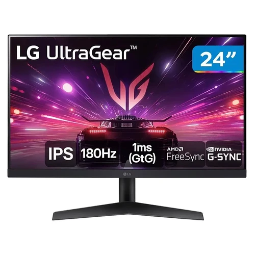 Monitor Gamer 180Hz Ultrawide 1ms LG 24GS60F-B.AWZM 24" Full HD IPS HDMI DisplayPort FreeSync 24GS60F-B