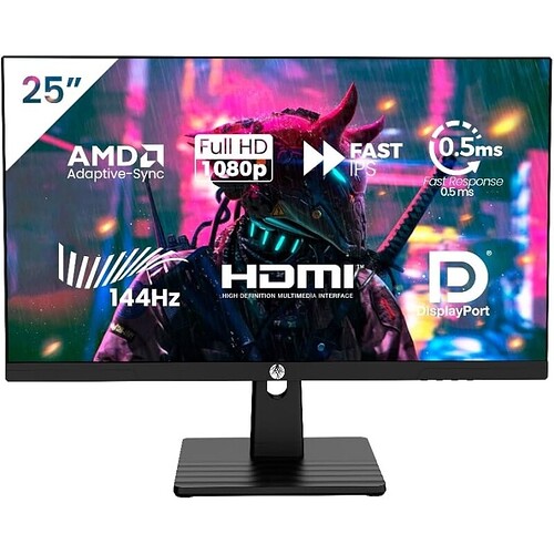 Haiz Monitor Gamer 25'' 144hz 0.5ms 1920x1080 Adaptative Sync FHD HDMI/DP IPS VESA 1080p