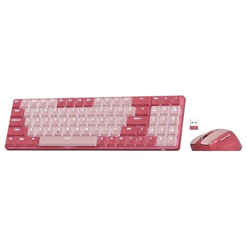 Kit Mouse e teclado mecânico sem fio Redragon BS-8772 RP Rosa