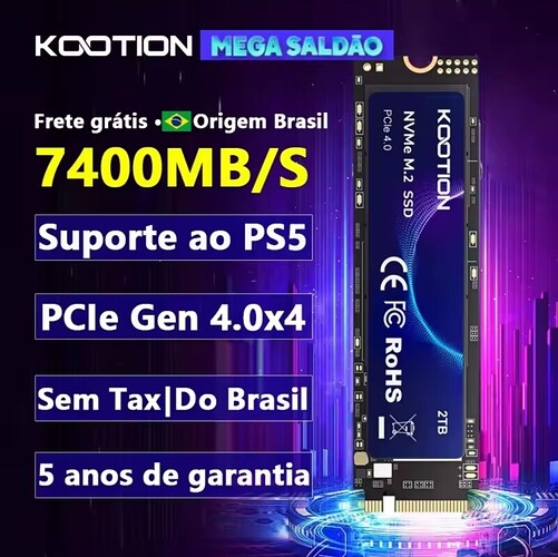 KOOTION X16Plus SSD NVMe M2 1TB 7200mbps Disco rígido interno de estado sólido PCIe 4.0x4 2280 SSD M.2 Drive para PS5