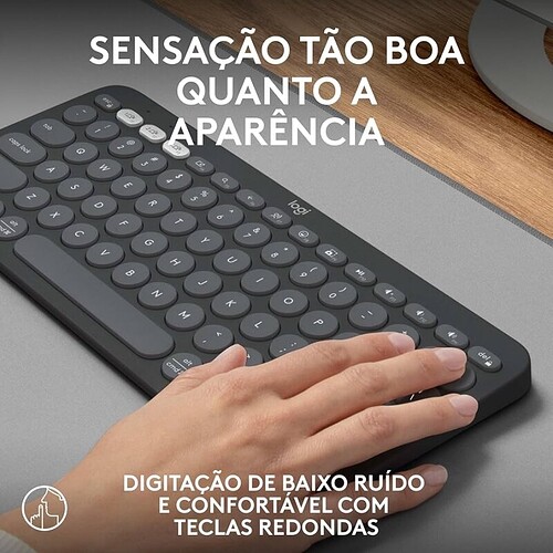 Teclado sem fio Logitech Pebble Keys 2 K380s com Conexão Bluetooth Easy-Switch e Pilha Inclusa - Compatível com PC Mac