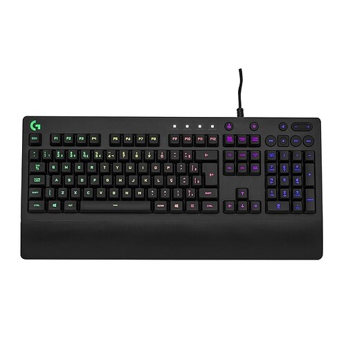 Teclado Gamer Logitech G213 com Layout ABNT2 RGB LIGHTSYNC Controles de Mídia Dedicados Design Durável e Resistente à