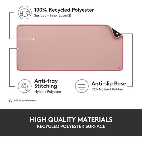 Mouse Pad Desk Mat Logitech Studio Series com Base Antiderrapante Design Resistente a Respingos Grande e Multifuncional
