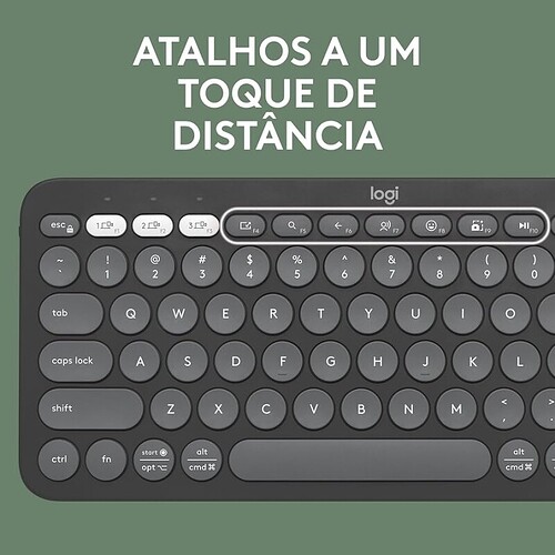 Teclado sem fio Logitech Pebble Keys 2 K380s com Conexão Bluetooth Easy-Switch e Pilha Inclusa - Compatível com PC Mac