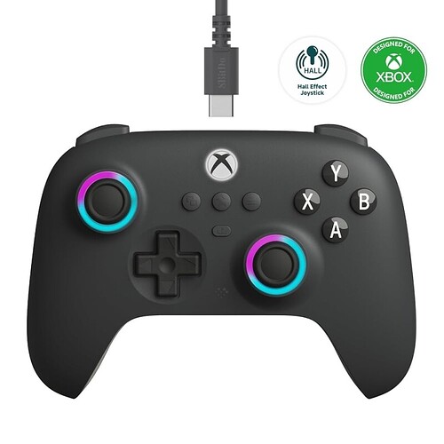 8Bitdo Ultimate C Wired Controller for Xbox with Hall Effect Joysticks and Triggers RGB Lighting Fire Ring Compatible wi