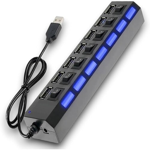Hub Usb Externo Adaptador 7 Portas 2.0 Usb Led Alta Velocidade Laptop Pc Notebook Carregamento Rápido Expansão Aumento